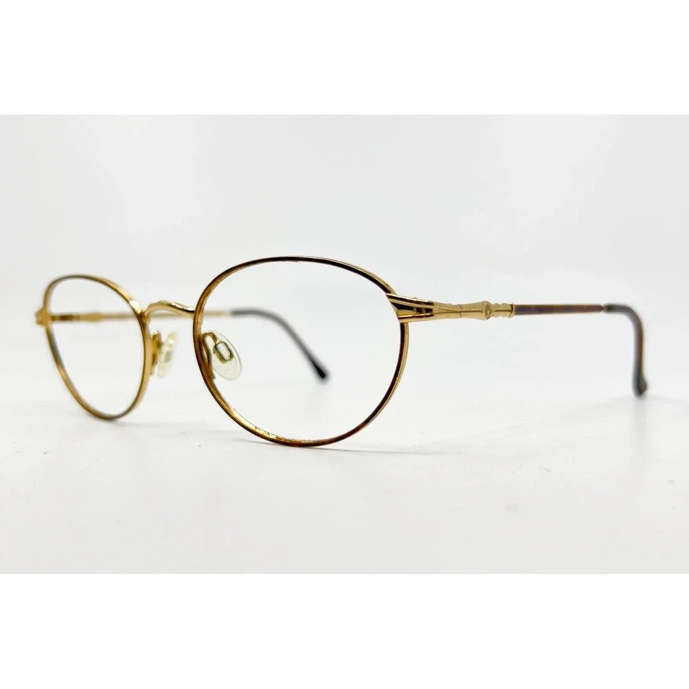 Anne Klein 6001 K1047 Gold Oval Eyeglasses 52-19-135 Women Made in Italy